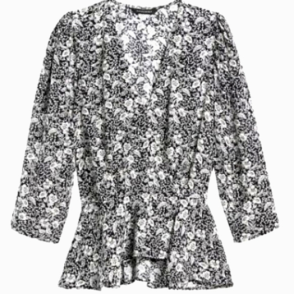 Floral Black and White Women's Top